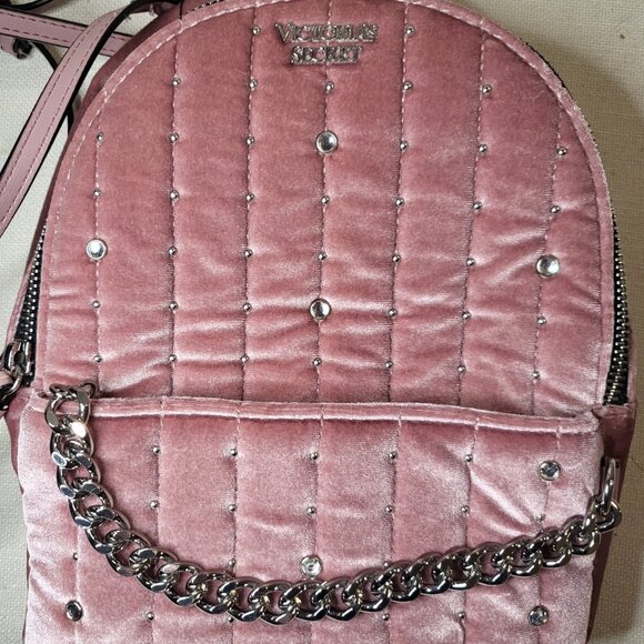Victoria's Secret Mini Pink Velvet City Backpack Purse - Picture 4 of 5